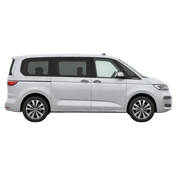 Volkswagen Multivan 2022 باللون فضي، منظر منظر جانبي (باتجاه اليمين)