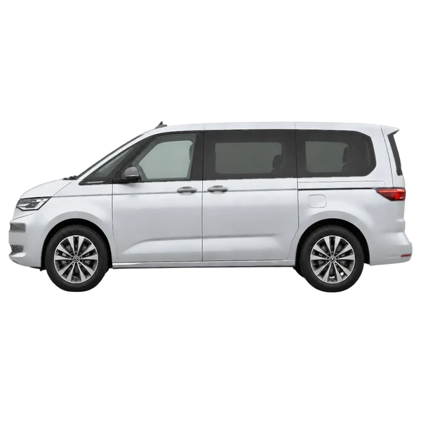 Volkswagen Multivan 2026 prata, vista lateral (voltada para a esquerda)