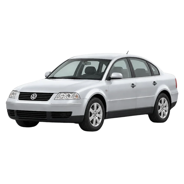 Volkswagen Passat 2001 باللون فضي، منظر منظر أمامي بزاوية ثلاثة أرباع (متجه لليسار)