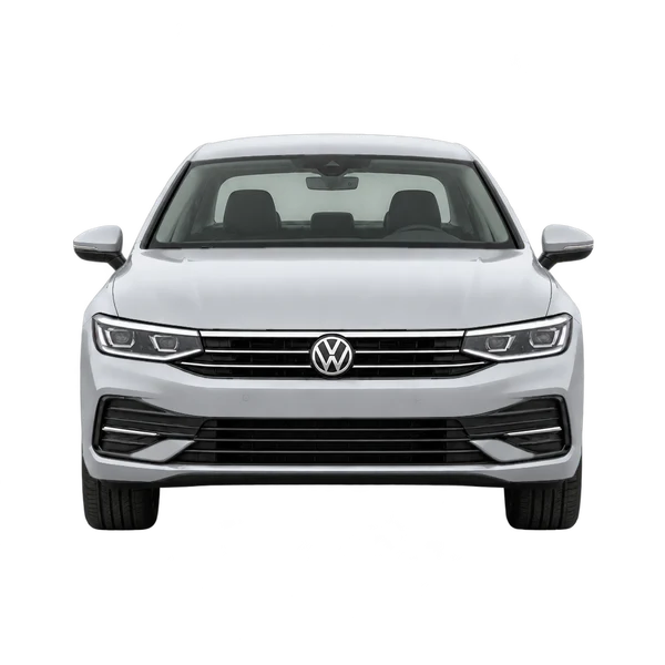 Volkswagen Passat 2026 باللون فضي، منظر أمامي