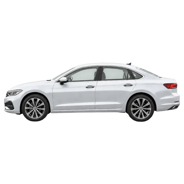 Volkswagen Passat 2026 باللون فضي، منظر جانبي (متجه إلى اليسار)