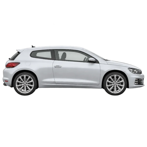 Volkswagen Scirocco 2016 en plateado, vista lateral (hacia la derecha)