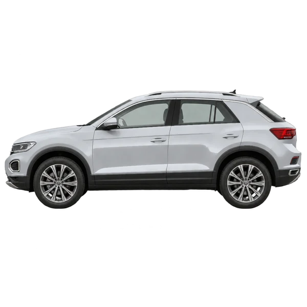 2024 Volkswagen T-ROC in Silber, Ansicht: Seite (nach links gerichtet)
