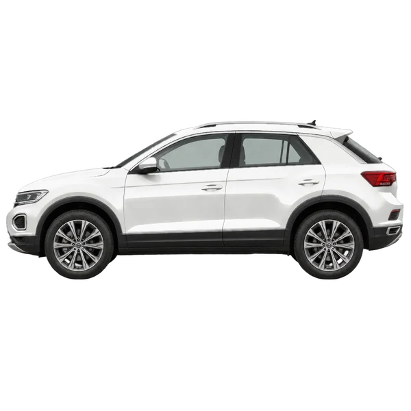 2024 Volkswagen T-ROC in weiß, Ansicht: Seite (nach links gerichtet)