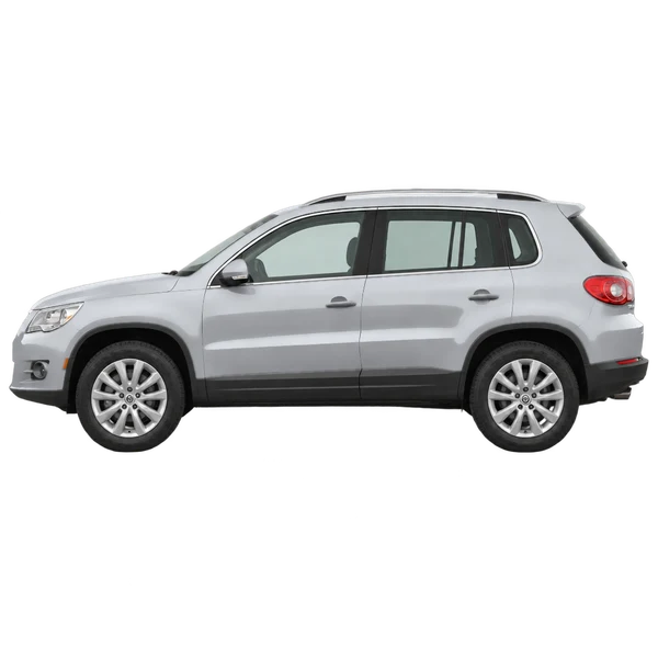 Volkswagen Tiguan 2009 باللون فضي، منظر جانبي (متجه إلى اليسار)