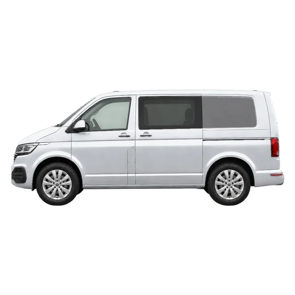 Volkswagen Transporter 2025 argent, vue côté (vers la gauche)