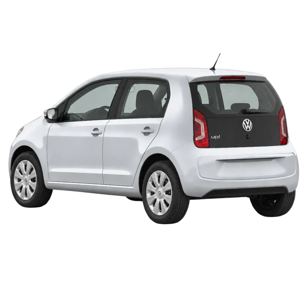 2016 Volkswagen UP in Silber, Ansicht: Dreiviertelansicht von hinten (nach links gerichtet)