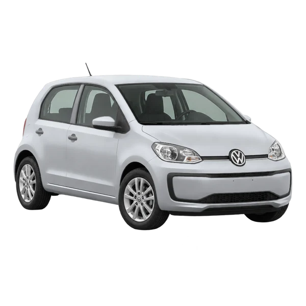 2019 Volkswagen UP in Silber, Ansicht: Dreiviertelansicht vorne (nach links gerichtet)