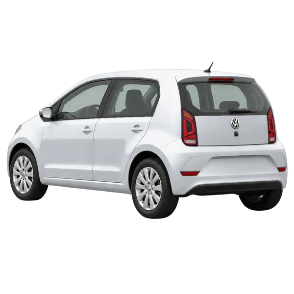 Volkswagen UP 2020 باللون فضي، منظر ثلاثة أرباع خلفي (باتجاه اليسار)