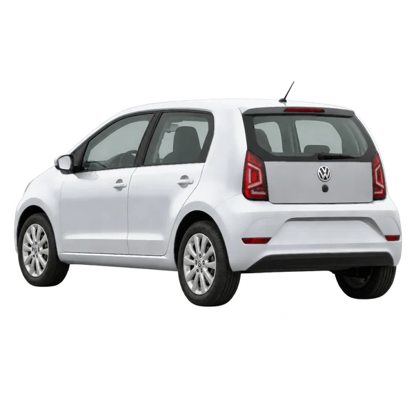 Volkswagen UP 2021 باللون فضي، منظر ثلاثة أرباع خلفي (باتجاه اليسار)