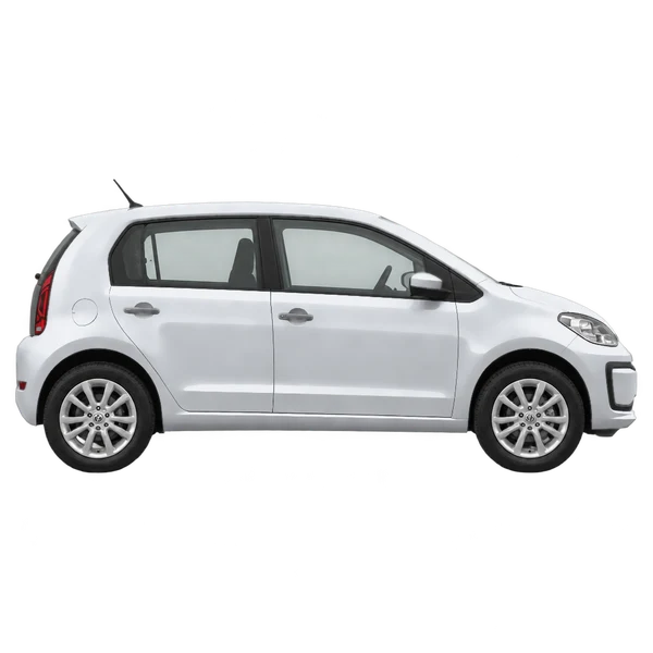 Volkswagen UP 2022 باللون فضي، منظر منظر جانبي (باتجاه اليمين)