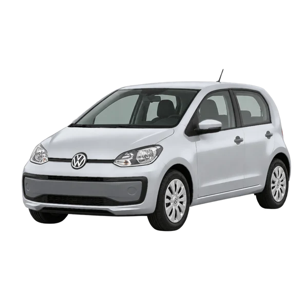 2023 Volkswagen UP in Silber, Ansicht: Dreiviertelansicht vorne (nach links gerichtet)