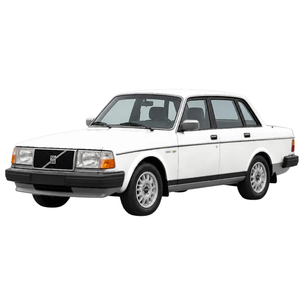 Volvo 240 GL 1990 branco, vista dianteira em três quartos (voltada para a esquerda)