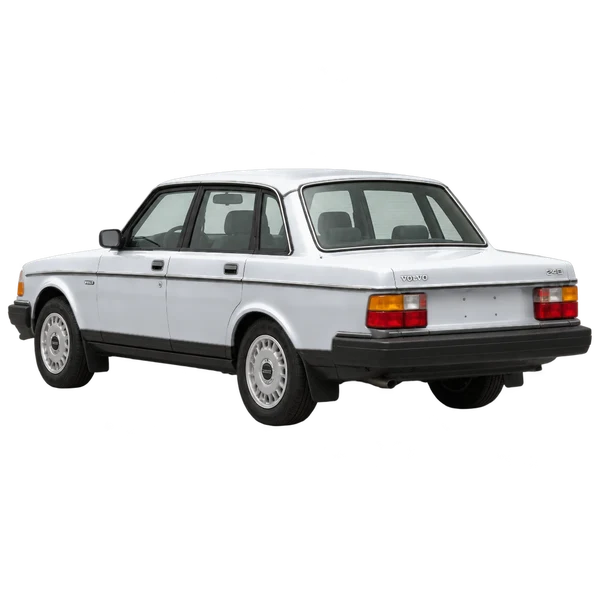 Volvo 240 1990 argent, vue trois-quarts arrière (orienté vers la gauche)