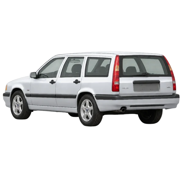 Volvo 855 1995 en plateado, vista tres cuartos trasero (mirando a la izquierda)