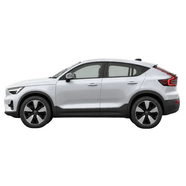 2022 Volvo C40 in Silber, Ansicht: Seite (nach links gerichtet)