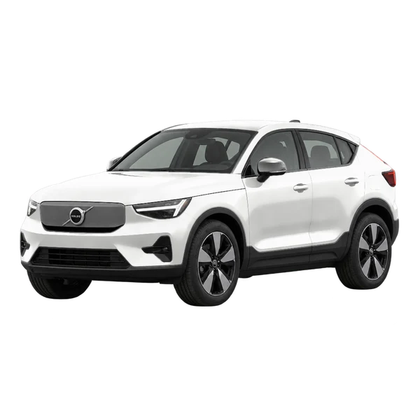 2022 Volvo C40 in weiß, Ansicht: Dreiviertelansicht vorne (nach links gerichtet)