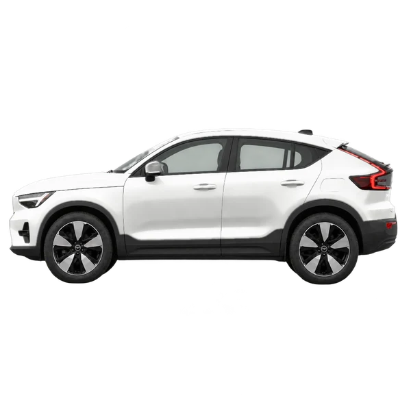 Volvo C40 2023 en blanco, vista lateral (mirando a la izquierda)