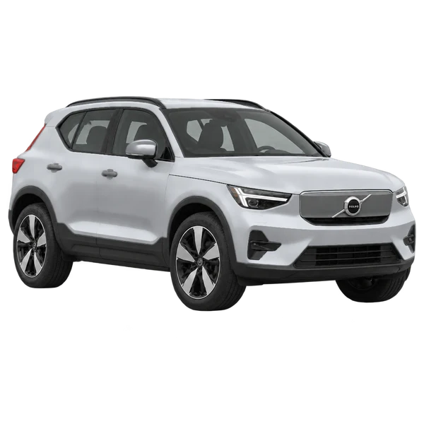2026 Volvo EX40 in Silber, Ansicht: Dreiviertelansicht vorne (nach rechts)