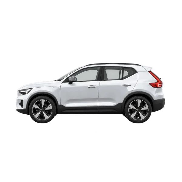 Volvo EX40 2026 باللون فضي، منظر جانبي (متجه إلى اليسار)