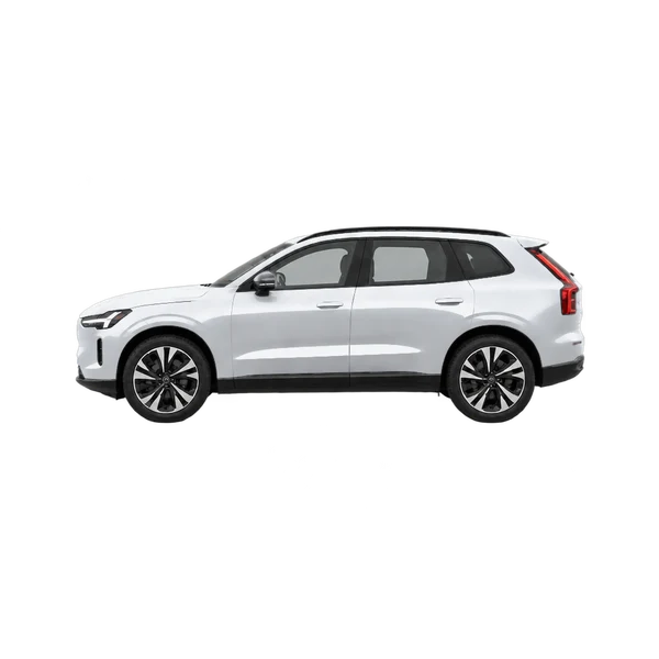 Volvo EX60 2026 باللون فضي، منظر جانبي (متجه إلى اليسار)