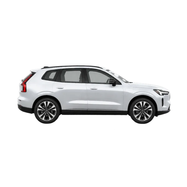 Volvo EX60 2026 باللون فضي، منظر منظر جانبي (باتجاه اليمين)
