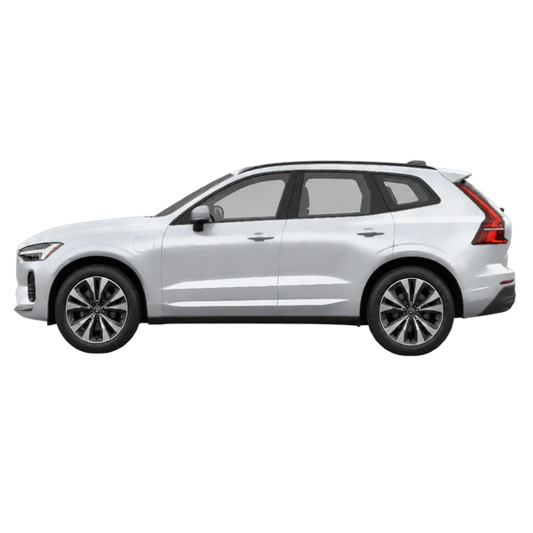 silver 2027 Volvo EX60 side (facing left) view