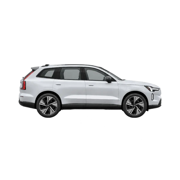 Volvo EX90 2026 en plateado, vista lateral (hacia la derecha)