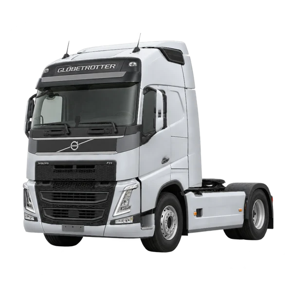 Volvo FH 2018 en plateado, vista frontal tres cuartos (hacia la izquierda)