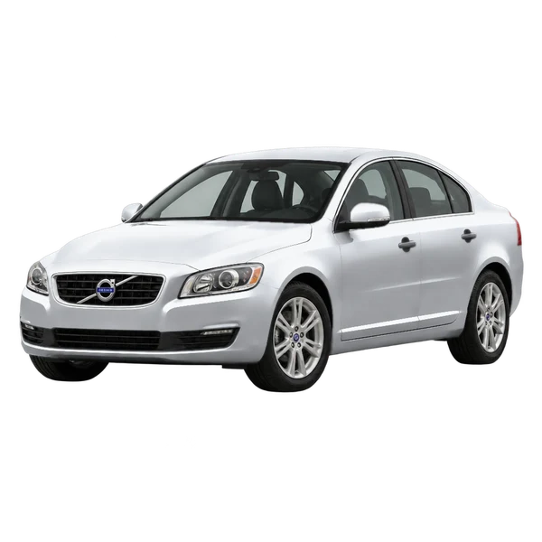 Volvo S40 2024 prata, vista dianteira em três quartos (voltada para a esquerda)