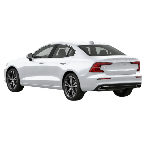 Volvo S60 2021 باللون فضي، منظر ثلاثة أرباع خلفي (باتجاه اليسار)