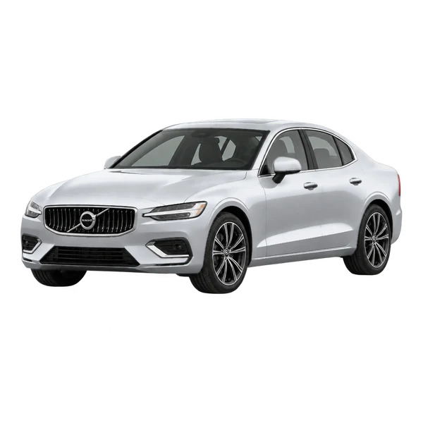 2025 Volvo S60 in Silber, Ansicht: Dreiviertelansicht vorne (nach links gerichtet)
