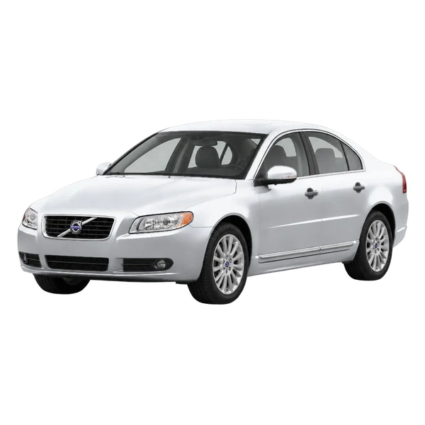 Volvo S80 2014 باللون فضي، منظر منظر أمامي بزاوية ثلاثة أرباع (متجه لليسار)
