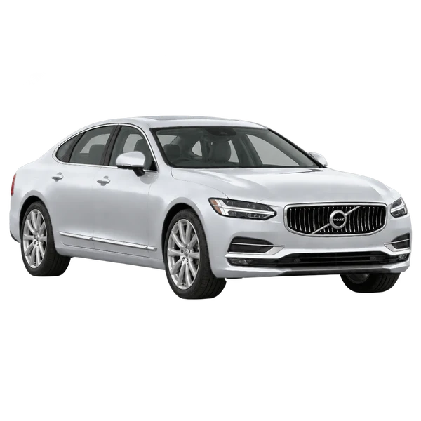 シルバーの2020 Volvo S90(フロントスリークォーター(右向き)ビュー)