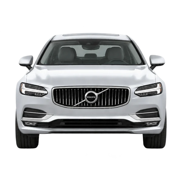 Volvo S90 2020 باللون فضي، منظر أمامي