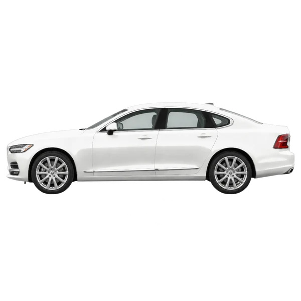 Volvo S90 2021 باللون أبيض، منظر جانبي (متجه إلى اليسار)
