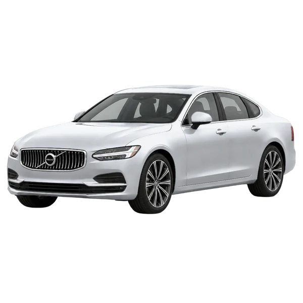 2024 Volvo S90 in Silber, Ansicht: Dreiviertelansicht vorne (nach links gerichtet)
