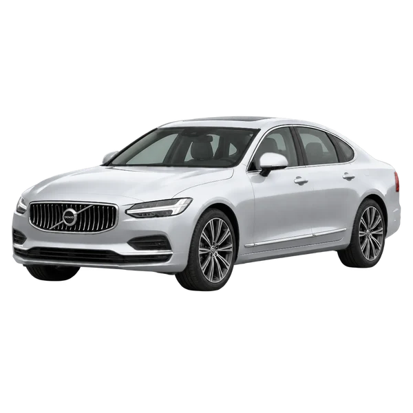 シルバーの2026 Volvo S90（フロントスリークォーター(左向き)ビュー）