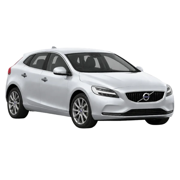 シルバーの2019 Volvo V40（フロントスリークォーター(左向き)ビュー）