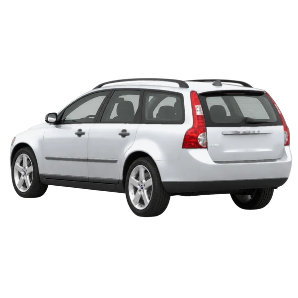 Volvo V50 2007 باللون فضي، منظر ثلاثة أرباع خلفي (باتجاه اليسار)