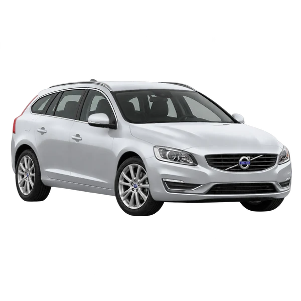 Volvo V60 2014 باللون فضي، منظر منظر أمامي بزاوية ثلاثة أرباع (متجه لليسار)