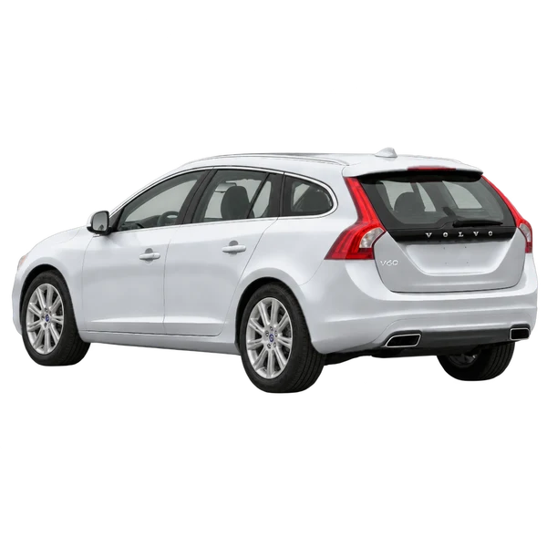 シルバーの2018 Volvo V60(リア斜め(左向き)ビュー)