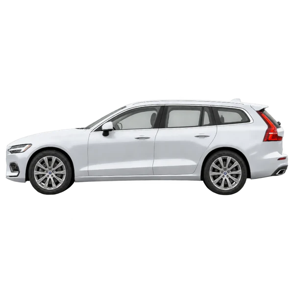Volvo V60 2021 en plateado, vista lateral (mirando a la izquierda)