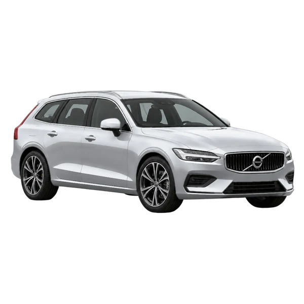 シルバーの2026 Volvo V60（フロントスリークォーター(左向き)ビュー）