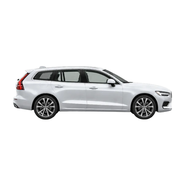 Volvo V60 2026 باللون فضي، منظر منظر جانبي (باتجاه اليمين)