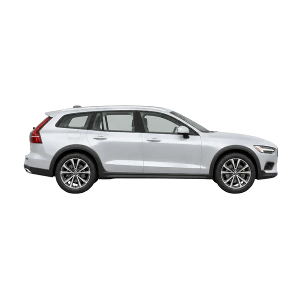 Volvo V60CC 2026 باللون فضي، منظر منظر جانبي (باتجاه اليمين)