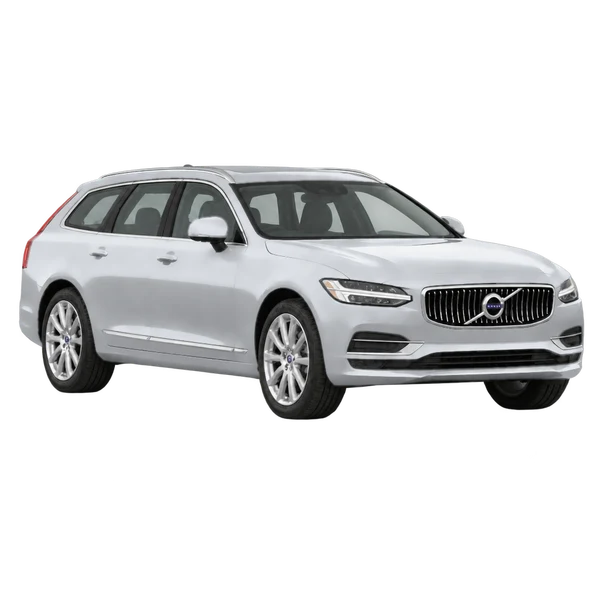 Volvo V90 2021 باللون فضي، منظر زاوية ثلاثة أرباع أمامية (باتجاه اليمين)