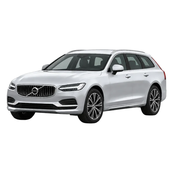 2024 Volvo V90 in Silber, Ansicht: Dreiviertelansicht vorne (nach links gerichtet)
