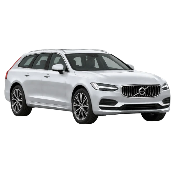 2024 Volvo V90 in Silber, Ansicht: Dreiviertelansicht vorne (nach rechts)