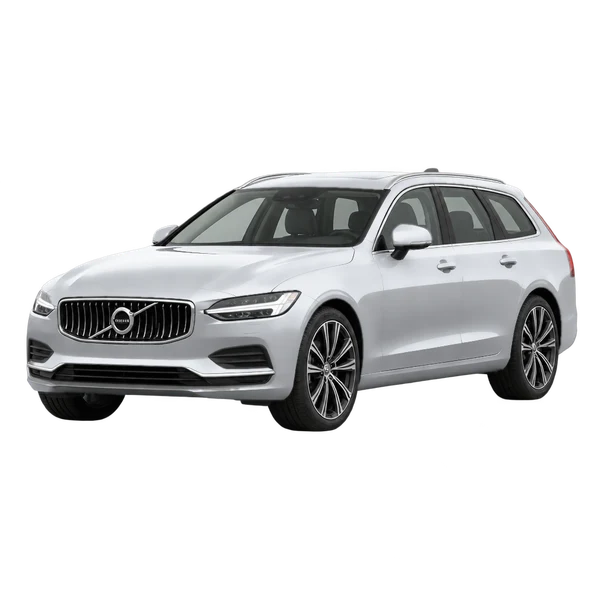 シルバーの2026 Volvo V90（フロントスリークォーター(左向き)ビュー）